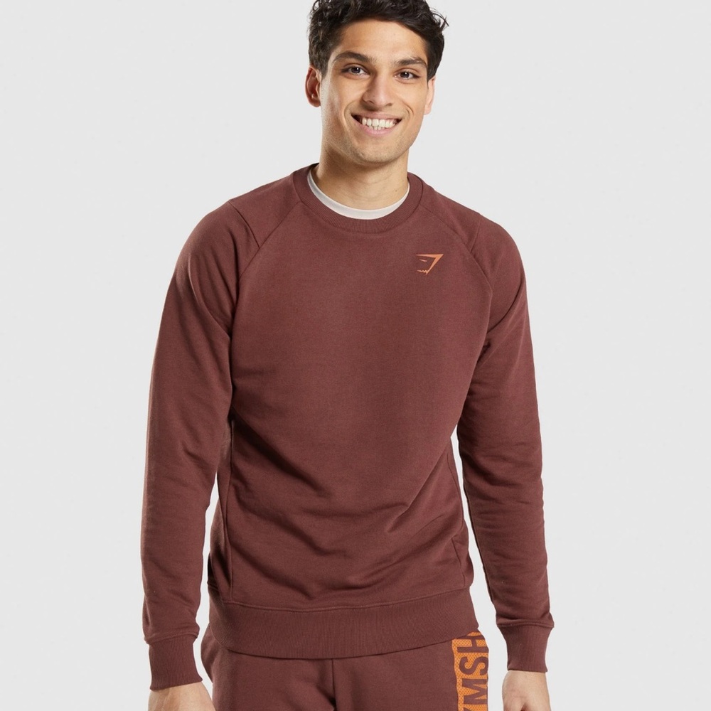 Gymshark Men's Bold Crewneck Long Sleeve Sweatshirt in Cherry Brown